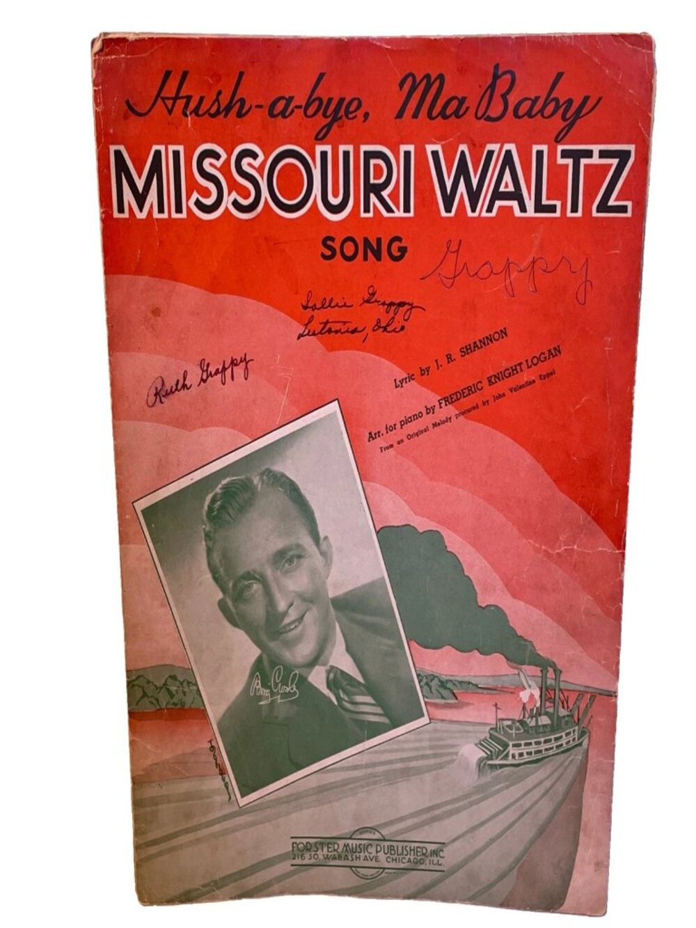 1943 Bing Crosby Missouri Waltz Hush-a-bye Ma Baby Sheet Music Vintage Piano